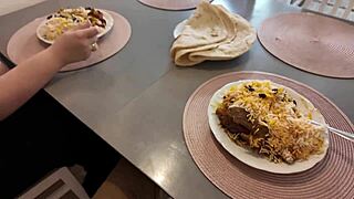 brunette teen babe licks balls while masturbating long hair