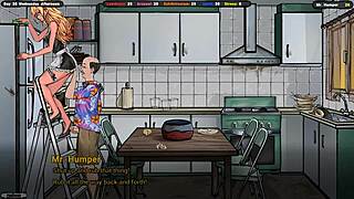 landlord sniffs tenant's panties under skirt then jerks onto her shoes