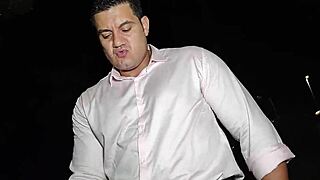 dude yuri's boss cock throbs huge in public jerk-off