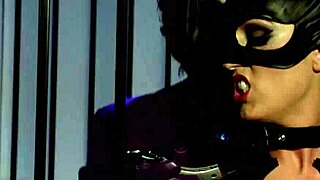 Catwoman Begs For Cum In Threesome Cage Anal Doggystyle Facial Swallows!