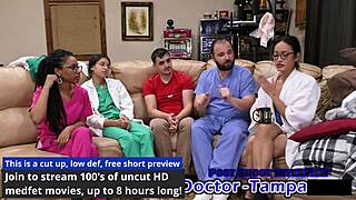 Dr. Tampa Examines Aria Nicole's Gaping Pussy and Ass in 2023 Yearly Physical with Latex Gloves and Barefoot Spreading
