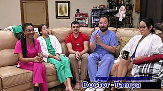 Dr. Tampa Examines Aria Nicole's Gaping Pussy and Ass in 2023 Yearly Physical with Latex Gloves and Barefoot Spreading