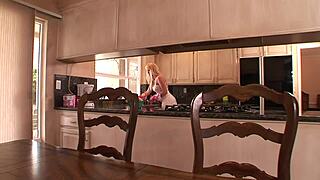 Blonde MILF's Big Tits Bounce in Rough Kitchen Bondage