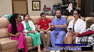 Dr. Tampa Examines Aria Nicole's Gaping Pussy and Ass in 2023 Yearly Physical with Latex Gloves and Barefoot Spreading