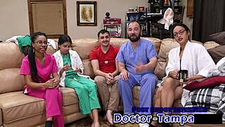 Dr. Tampa Examines Aria Nicole's Gaping Pussy and Ass in 2023 Yearly Physical with Latex Gloves and Barefoot Spreading