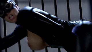 Catwoman Begs For Cum In Threesome Cage Anal Doggystyle Facial Swallows!