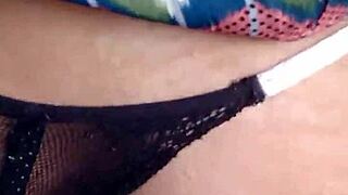 brazilian amateur sucks cock hard on veranda then fucks pussy public outdoor with natural tits