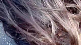 brazilian amateur sucks cock hard on veranda then fucks pussy public outdoor with natural tits