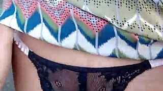 brazilian amateur sucks cock hard on veranda then fucks pussy public outdoor with natural tits