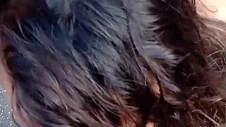 brazilian amateur sucks cock hard on veranda then fucks pussy public outdoor with natural tits