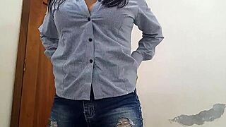 Sexy Mexican Milf Secretary Touches Herself Dirty in Boss's Office Waiting for Clients