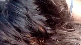 brazilian amateur sucks cock hard on veranda then fucks pussy public outdoor with natural tits