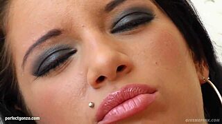 Sabina Blue says, 'Give me pink presents' while fingering alone