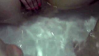 after our hot date we soak in tub fingering kissing to busty orgasms together.