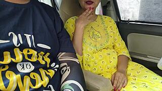 first time saara rides dick in boyfriend car public