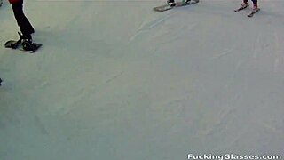 Snowboarder rosemary moyer slurps shaved pussy juices off hard cock