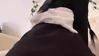 Petite Tattooed Teen's Big Round Ass Bounces On Dildo