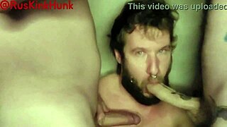 he trains her throat with double blowjobs on the bed