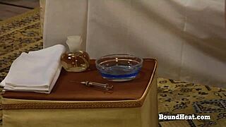 hey slave lick madame's pussy deep in that bound bath domination