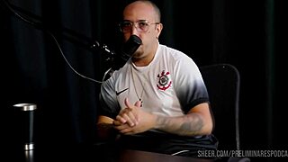 Thiago Barão's podcast compilado with Bia Hot's sheer red lingerie preliminares on bar!