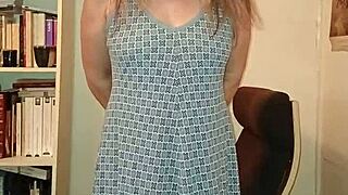 french slave f sucks cock and masturbates chained outdoors