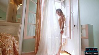 Big ass blonde aubrey destremps strips lingerie nude bombshell body?