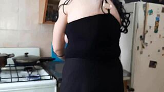 Girlfriend Licks My Pussy While Stepmom Cooks Dinner In Kitchen