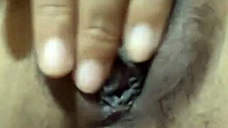 indonesian girl fingers her swollen tight pussy lips in pov