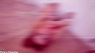 Pixie pink drunk anal whore gapes in nylon bodystocking dildo mess