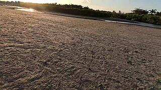 pornstar bends over beach for public anal creampie with big ass gaping and farting