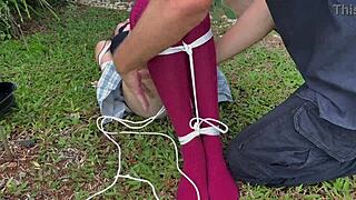 ever wonder how caressing her dirty outdoor socks turns into bound teen girlfriend play?