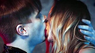 alex angel seduces in steamy lesbian kissing song performance