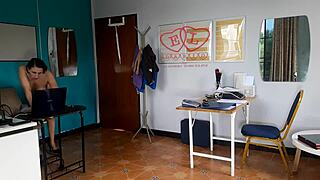 I'm so shy yet nude, my curvy secretary tits nipples ass pussy exposed for boss at work