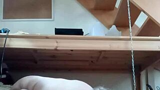 bound milf slave licks master's feet at office desk