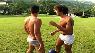 Shemale and Latina foursome bend over outside for deep anal gaping and shemale cock riding