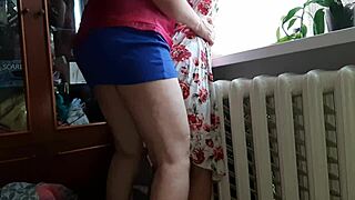 i pound stepdaughter's pussy hard in miniskirt while hubby works