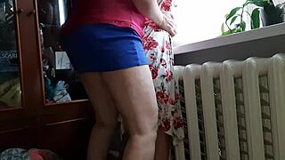 i pound stepdaughter's pussy hard in miniskirt while hubby works
