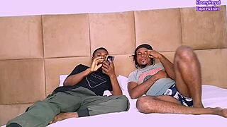 Threesome with two strong guys