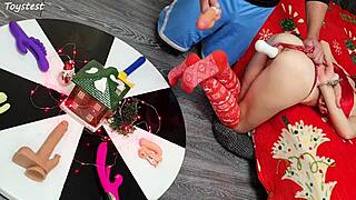 Two Thrusting Dildos Wreck Her Tight Young Pussy