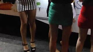 damn check out this tight skirt hugging that asian slut's pussy outdoors