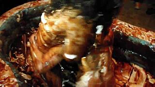 king cures chocolate model wrestles poolside before homemade amateur pounding.