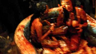 king cures chocolate model wrestles poolside before homemade amateur pounding.