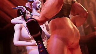 draenei tails tempt in blue threesome anal adventure
