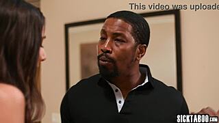 Dialogic latina drops to knees sucking huge black dick then takes rough pounding