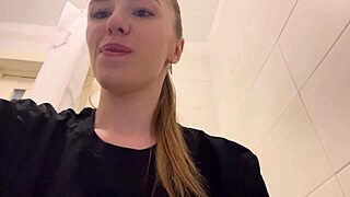 Curvy redhead locks shower door for secret all-day ass fingering frenzy