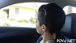 Teen slut chokes on rough cock before pussy slam