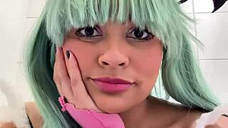 Gassy bbw farts wildly in public toilet at cosplay con