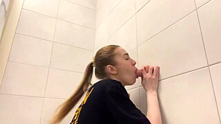 Curvy redhead locks shower door for secret all-day ass fingering frenzy