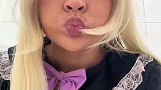 Gassy bbw farts wildly in public toilet at cosplay con