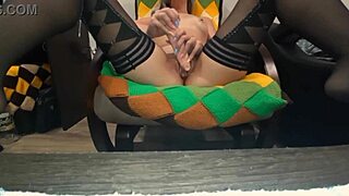 cute bunny slips stockings on caresses shaved pussy thinking of your big cock